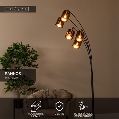 Lucide RANKOS - Stehlampe - 5xE14 - Schwarz